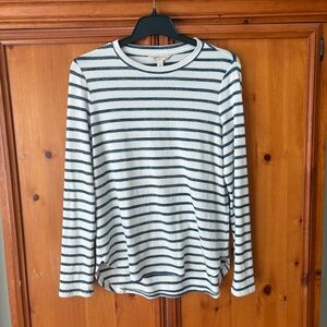 Banana Republic White and Navy Striped Top